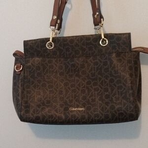 Calvin Klein Dark Brown Monogram Shoulder Bag